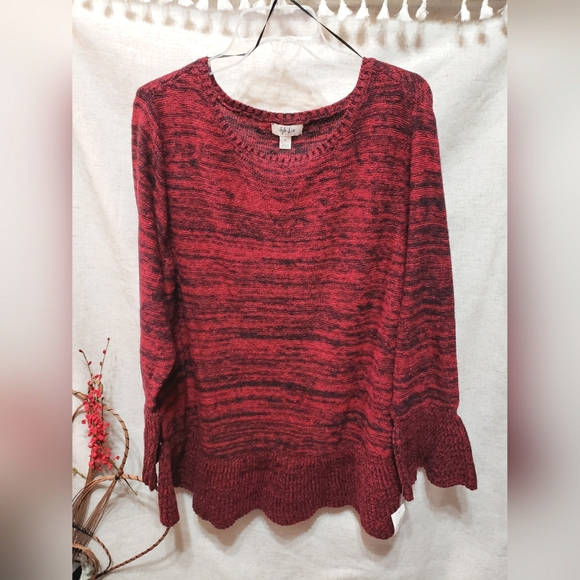 Style & Co Women's Plus Size 3X Ruffled Red Polish Sweater NWT - Picture 2 of 4